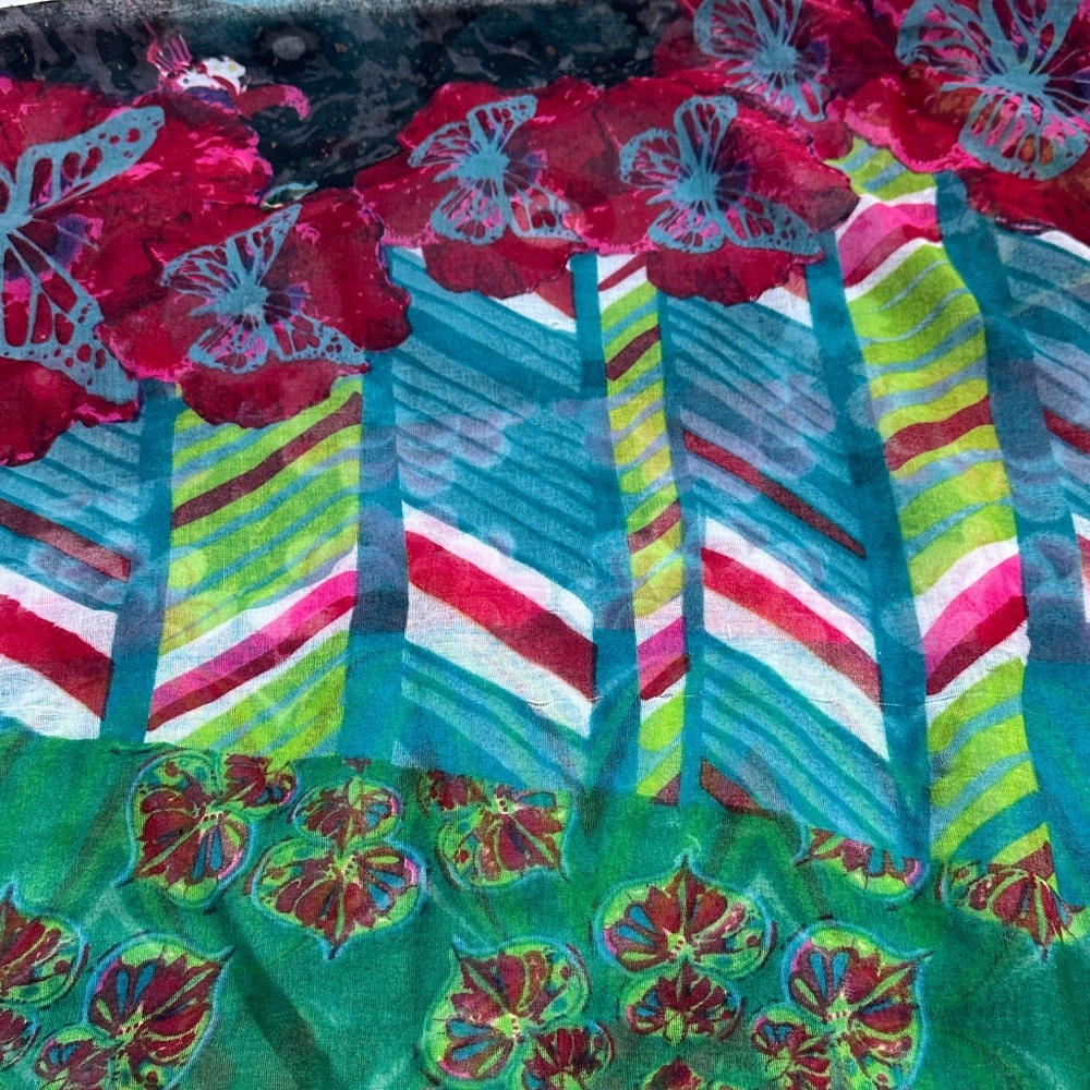 Colorful Floral Patterned Scarf - Picture 4 of 6